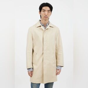 Etro Parid Beige Collared Black Button Trench Coat Size 50